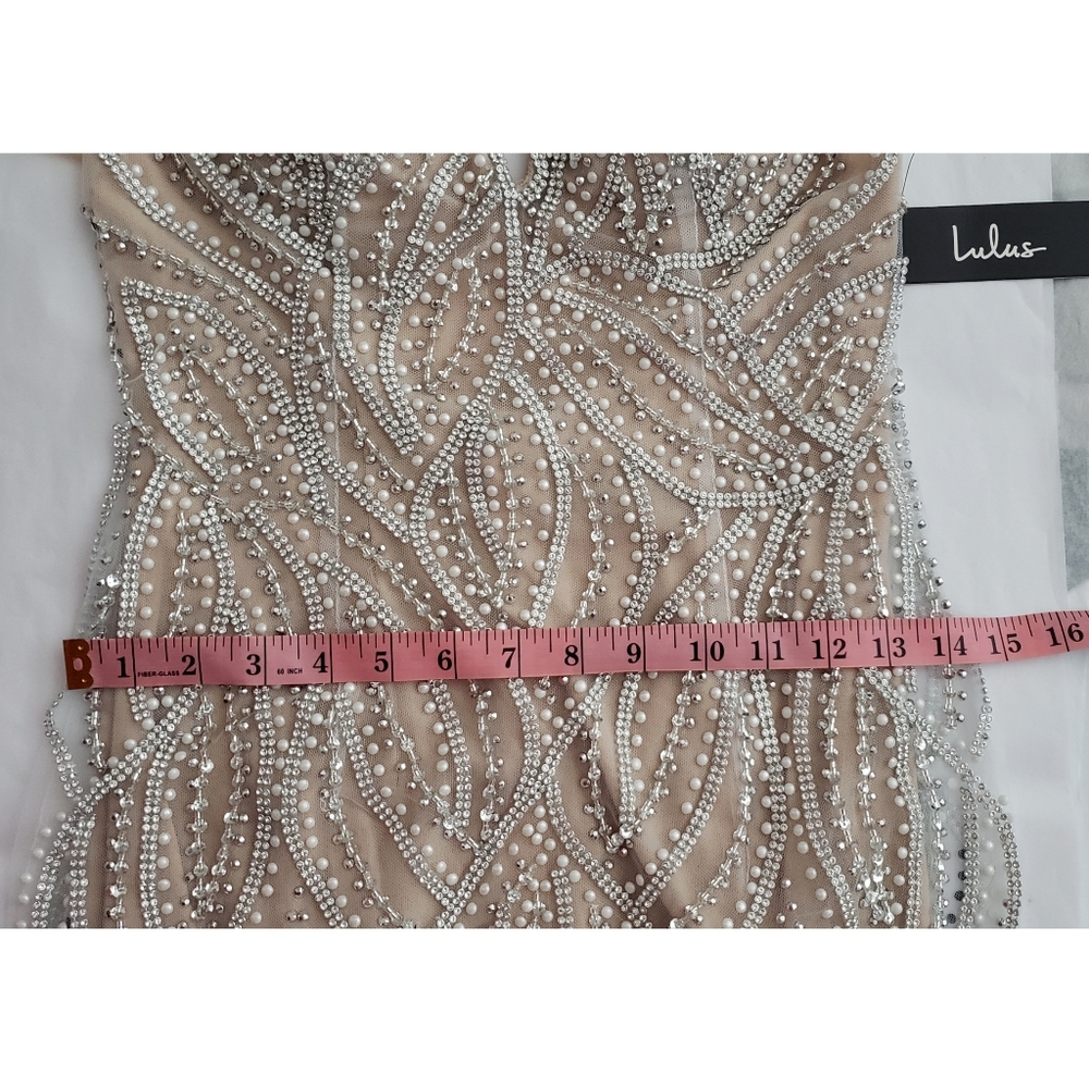 Luxe of a Lifetime Beige Beaded Mermaid Maxi Dress - Picture 12 of 13